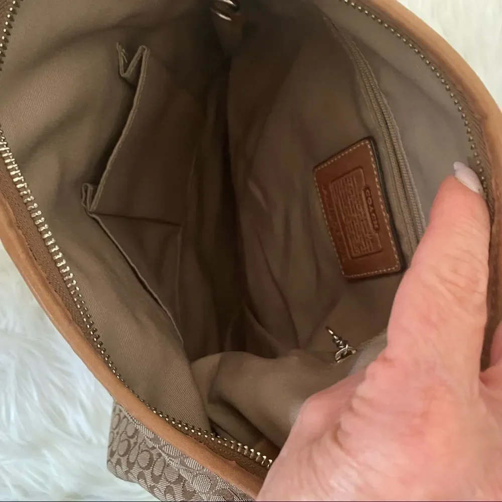 Coach brown canvas leather crossbody bag